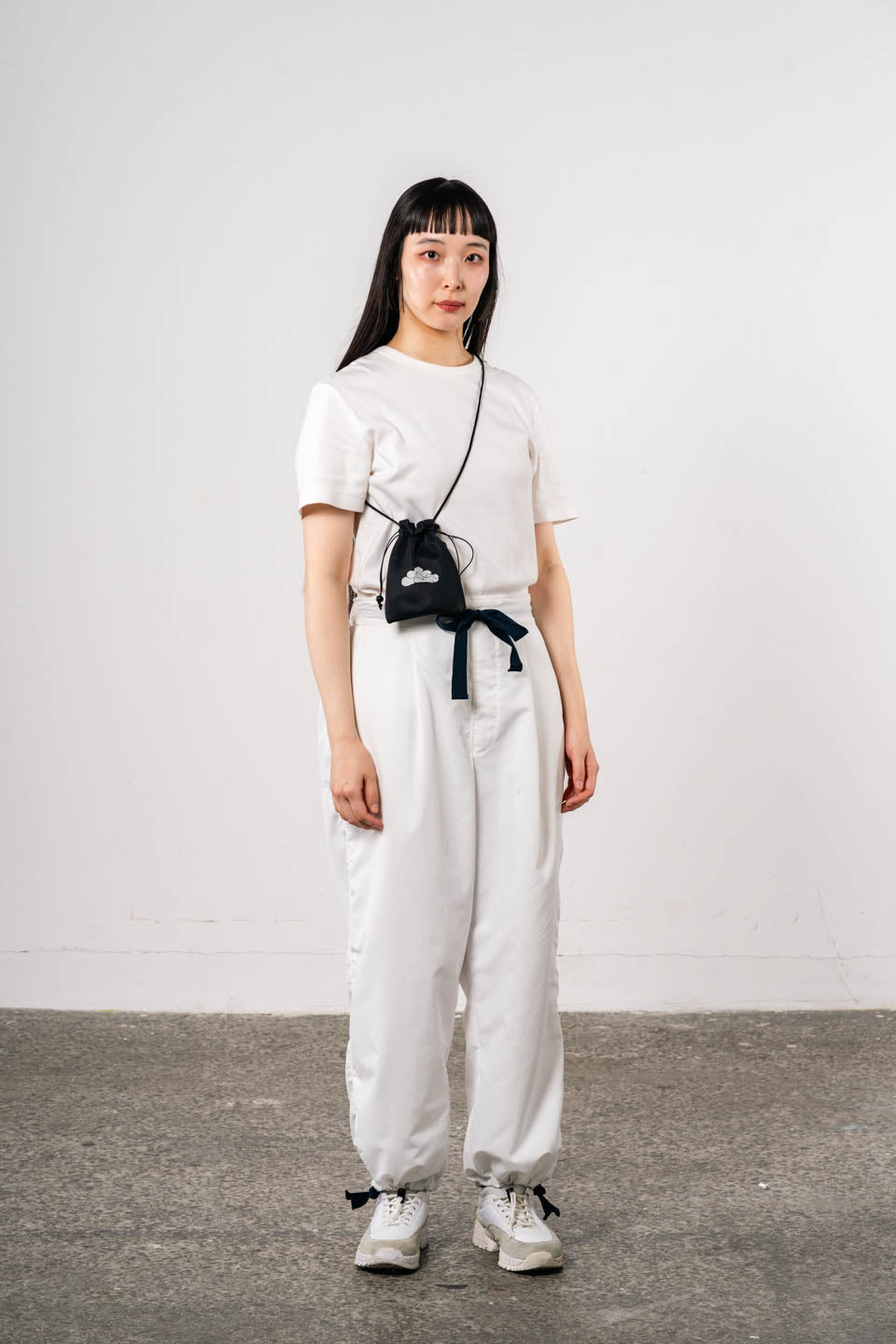 巾着S Kinchaku pouch / White × Black