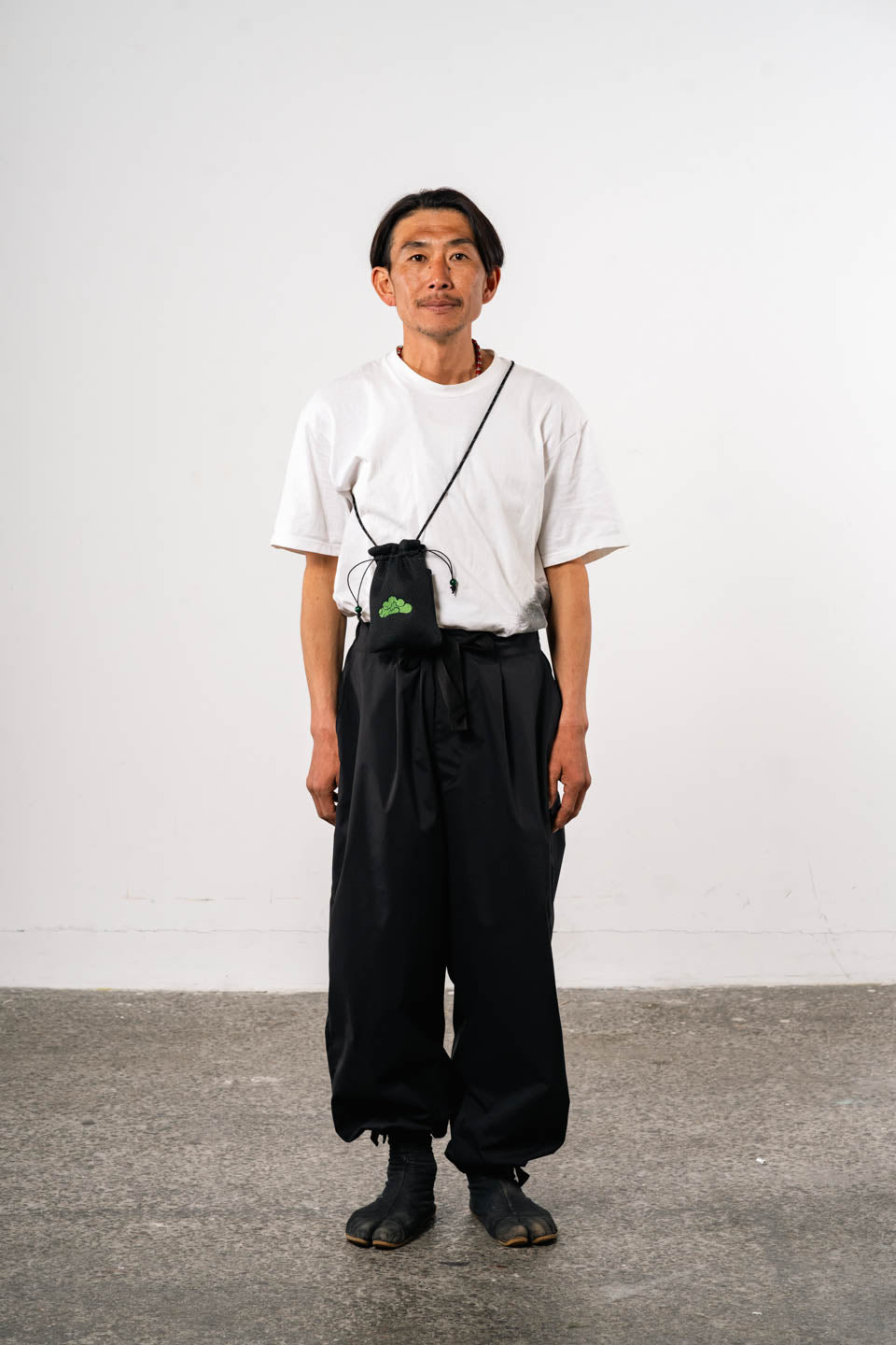 巾着S Kinchaku pouch  / Black × Green